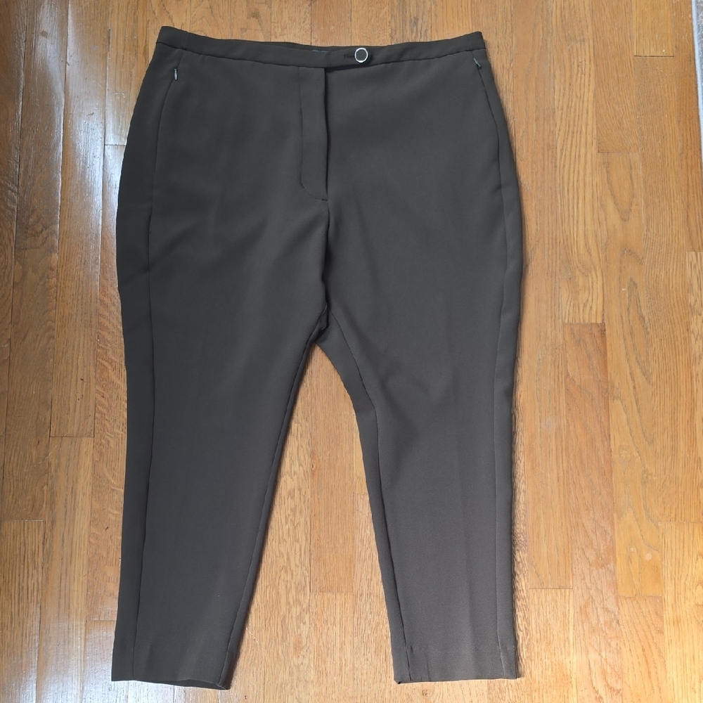 WORTHINGTON WOMEN'S PETITE PLUS SIZE OLIVE GREEN SLIM LEG DRESS PANTS SIZE 16P